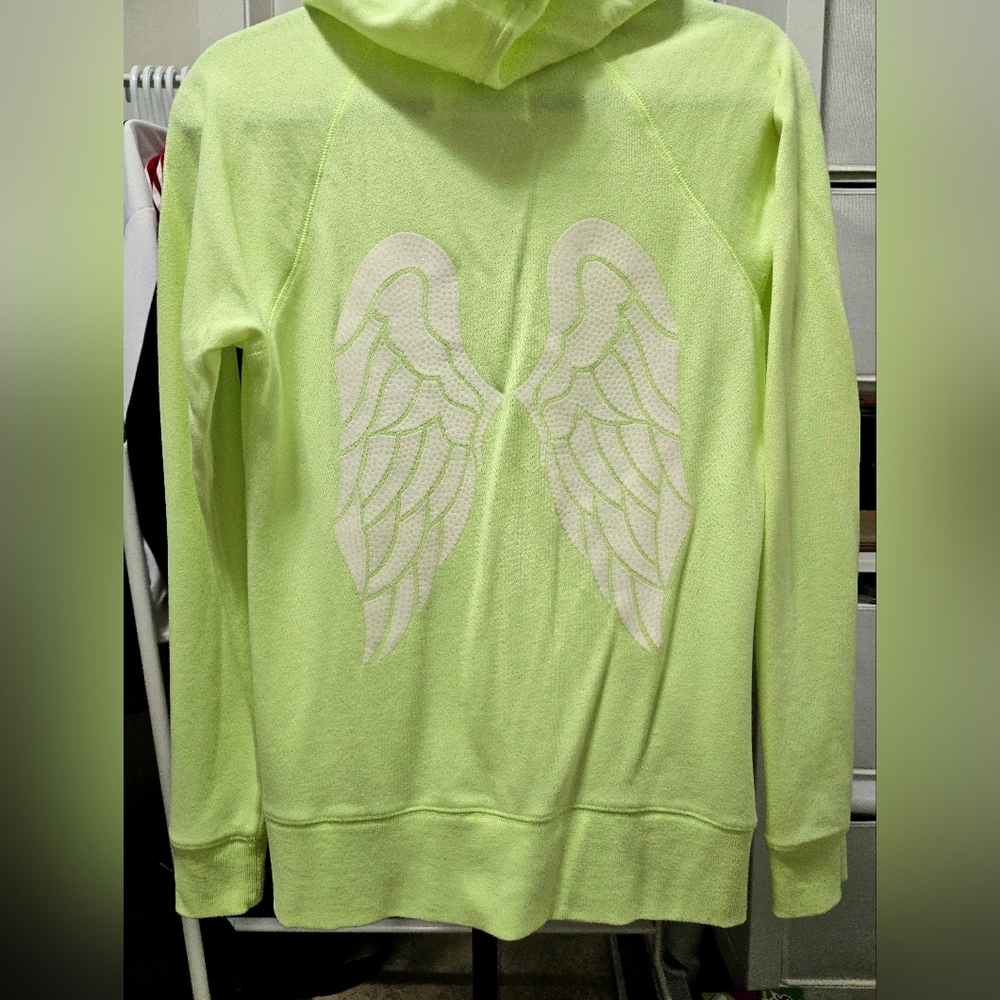 NWOT Victoria's Secret Neon Green Hoodie with Angel Wings
